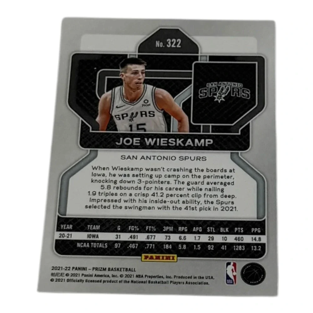 Joe Wieskamp 2021-22 Panini‎ Prizm Silver Rookie Card RC #322 San Antonio Spurs